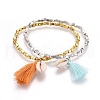 Brass Beads Stretch Bracelets BJEW-JB04056-1