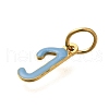 Ion Plating(IP) 304 Stainless Steel Enamel Alphabet Charms STAS-F308-02G-J-2