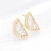 Brass Micro Pave Clear Cubic Zirconia Stud Earrings EJEW-Q015-15G-1