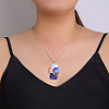 Multi Square Brass Blue Enamel Pendant Necklaces for Women FS-WG21173-01-2