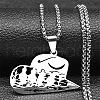 304 Stainless Steel Hollow Cut Cowboy Hat Pendant Necklaces NJEW-H065-30P-1