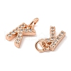 Brass Micro Pave Grade AAA Cubic Zirconia Charms ZIRC-P067-11RG-K-NR-3