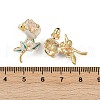 Flower Brass Enamel Stud Earrings EJEW-K308-04G-3