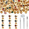  90Pcs Round Brass Semi-Tublar Rivets with Rhinestone DIY-NB0010-29-1