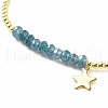 Natural Malaysia Jade(Dyed) Round Beaded Stretch Bracelet with 304 Stainless Steel Star Charms BJEW-JB08059-03-4