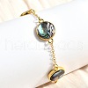Brass Abalone Shell Link Bracelets BJEW-D315-01G-4