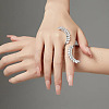 Leaf Brass with Crystal Rhinestone Cuff Rings for Women FS-WG16B57-01-3