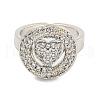 Real Platinum Plated Brass Micro Pave Clear Cubic Zirconia Cuff Rings RJEW-L113-018P-04-2