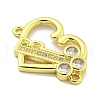Rack Plating Brass Pave Clear Cubic Zirconia Connector Charms KK-B091-33G-2