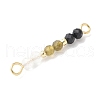 Faceted Round Natural Quartz Crystal & Labradorite & Black Spinel Beaded Connector Charms PALLOY-JF03530-08-3