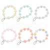 WADORN 6pcs 6 colors Candy Color Flower Beaded Bracelet Resin Pendant Decorations HJEW-WR0001-05-1