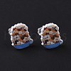 Acrylic Cat Stud Earrings with Platic Pins for Women EJEW-F293-04E-3