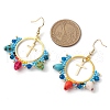 Glass Seed Beads & Synthetic Turquoise Boho Dangle Earrings EJEW-MZ00287-3