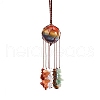 Round Natural Mixed Stone Pouch Pendant Decorations PW-WG13235-07-1