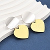 Two Tone Heart Brass Dangle Stud Earrings for Women EJEW-U057-02GP-B-2