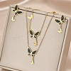 Butterfly 304 Stainless Steel Pendant Necklaces & Stud Dangle Earring & Link Bracelets Sets FS-WGC1C4E-01-1