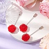 Resin Glitter Flower Brass Stick Lapel Pins JEWB-BR00170-01-2