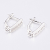 Brass Micro Pave Cubic Zirconia Hoop Earring Findings with Latch Back Closure ZIRC-K075-34P-2