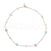 Round Shell Pearl & 304 Stainless Steel Handmade Link Chain Necklaces NJEW-JN05301-02-4