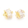 Brass Clear Glass Connector Charms KK-P228-76G-1