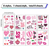 8 Sheets 8 Styles Pink Theme PVC Waterproof Wall Stickers DIY-WH0345-145-2