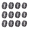 Unicraftale 12Pcs 4 Size 201 Stainless Steel Grooved Finger Ring Settings STAS-UN0002-84-1