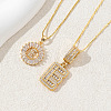 2Pcs 2 Styles Brass Pave Clear Cubic Zirconia Initial Pendant Necklace Sets FS-WGBC393-05-1