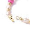 Brass & Natural Pearl and Dyed Hot Pink Imperial Jasper Round Beaded Bracelet Making KK-F892-22G-2