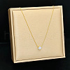 Stainless Steel 6-Claw Clear Cubic Zirconia Flat Round Pendant Necklaces TH0773-1-1