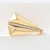 Brass Micro Pave Cubic Zirconia Cuff Open Rings RJEW-D313-12G-1