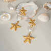Stainless Steel Starfish Dangle Stud Earrings HA8788-4