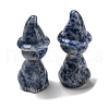 Natural Blue Spot Jasper Carved Healing Cat with Witch Hat Figurines DJEW-D012-07D-2