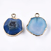 Electroplate Natural Agate Pendants G-T112-18E-2