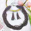 Bohemian Style Acrylic Seed Beaded Multilayer Necklaces & Tassel Dangle Earrings Sets FS-WG5C0BD-01-1
