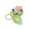10Pcs Natural Dalmatian Jasper Flower Charms PALLOY-JF03765-04-5
