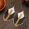 Bohemian Style Handmade Glass Seed Beads Hexagon Tassel Stud Earrings KO7700-2