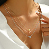 Chic European Style Brass & Iron Round Bead Snake Chain 3 Layer Necklaces for Parties and Shopping US2985-4