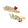 Mother's Day Brass Micro Pave Cubic Zirconia Word Love Heart Mama Connector Charms KK-M324-01B-G-2