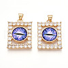 Brass Micro Pave Clear Cubic Zirconia Pendants for Women KK-T070-91A-09-1