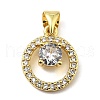 Rack Plating Brass Micro Pave Clear Cubic Zirconia Pendants KK-Q784-26G-1