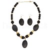 Oval Acrylic Pendant Necklaces & Dangle Earrings Sets FS-WG7A368-01-5