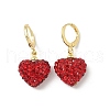 Heart Brass Rhinestone Leverback Earrings EJEW-K289-10G-4