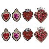 GOMAKERER 8Pcs 4 Style Sacred Heart Glass Rhinestone Appliques PATC-GO0001-03-1