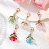 Alloy Glass Flowers Pendant Decorations HJEW-MZ00207-1