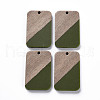 Opaque Resin & Walnut Wood Pendants RESI-T035-38F-1