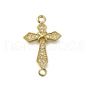 Brass Clear Cubic Zirconia Cross Connector Charms ZIRC-I070-030G-1