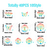  40Pcs 10 Styles Spray Painted 430 Stainless Steel Filigree Double-Sided Pendants STAS-TA0002-28-3