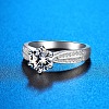 Rhodium Plated 925 Sterling Silver Pave 5.2x3.1mm Moissanite Finger Rings for Women WGFFDD0-52-3