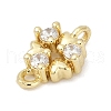 Brass Micro Pave Clear Cubic Zirconia Connector Charms KK-Z094-08G-01-2