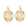 Brass Micro Pave Clear Cubic Zirconia Pendants KK-D067-21G-RS-1